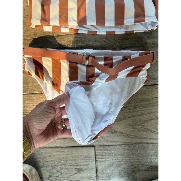 Envya Striped High Waisted Bikini Medium - Picture 6 of 11